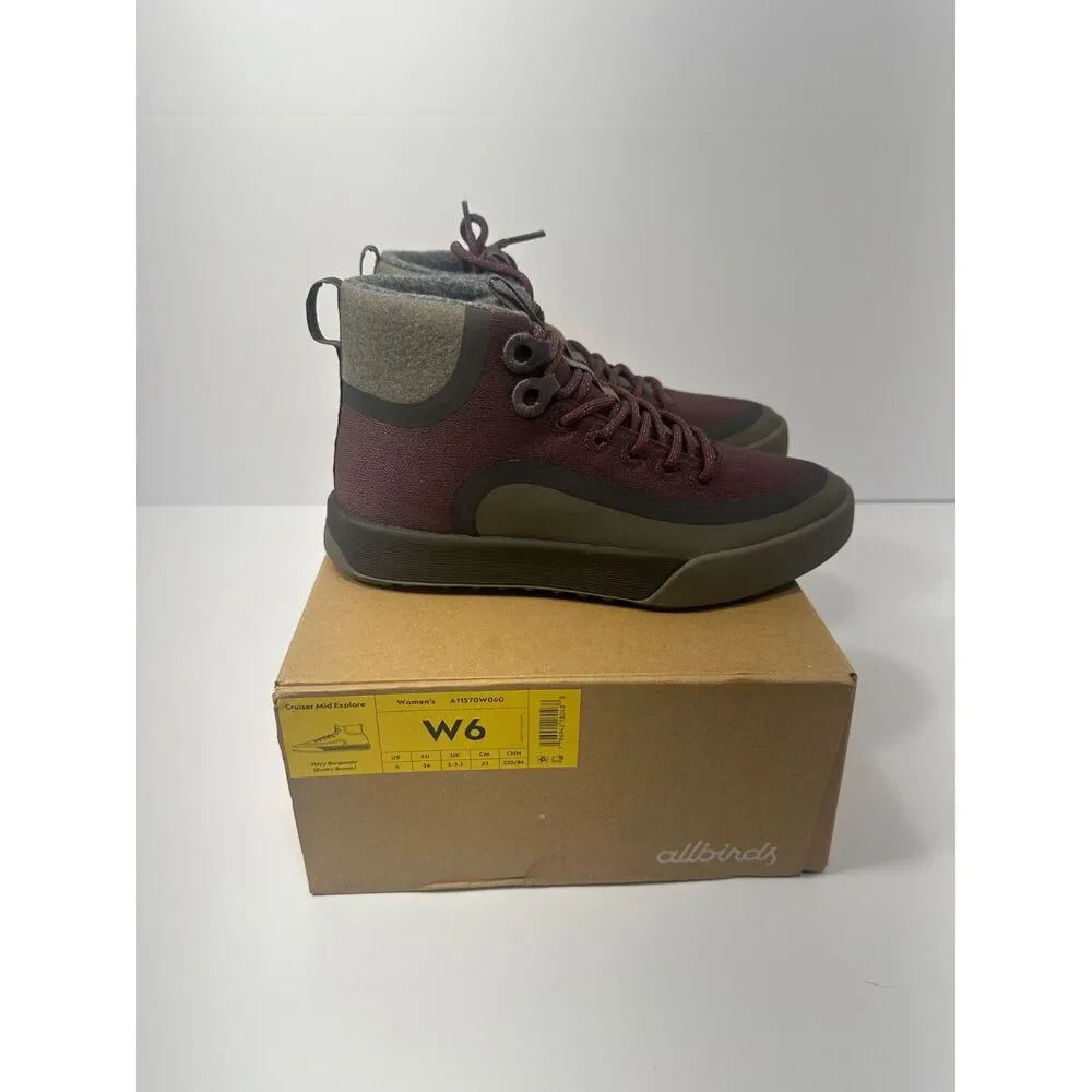Allbirds Cruiser Mid Explore Women’s 6 Hazy Burgundy Rustic Brown New Box